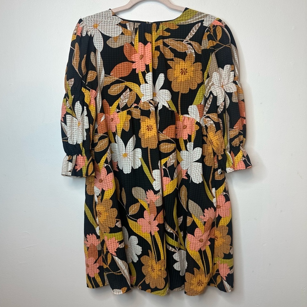 Who What Wear Women's Black Yellow Floral Mini Dress Size S Small Multicolor